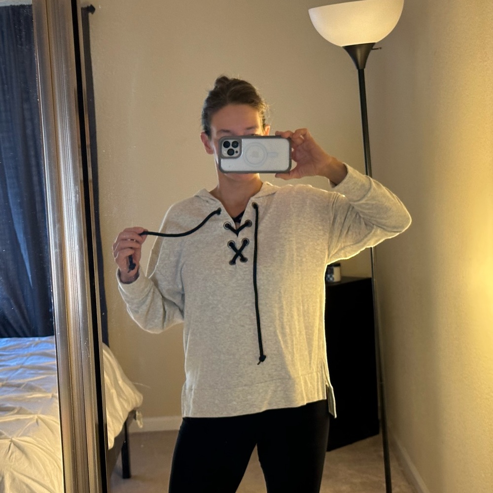 Gray Laced up hoodie by PINK /Color: Gray/Size M